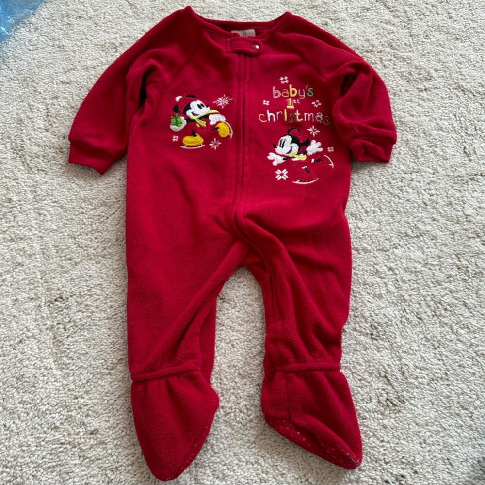 3-6M Disney Baby My First Christmas Fleece Coverall Footie